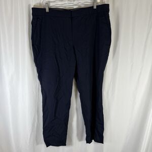 J. Crew Wool Blend Pants Women's 16 Blue Bi Stretch High Rise Foral Office